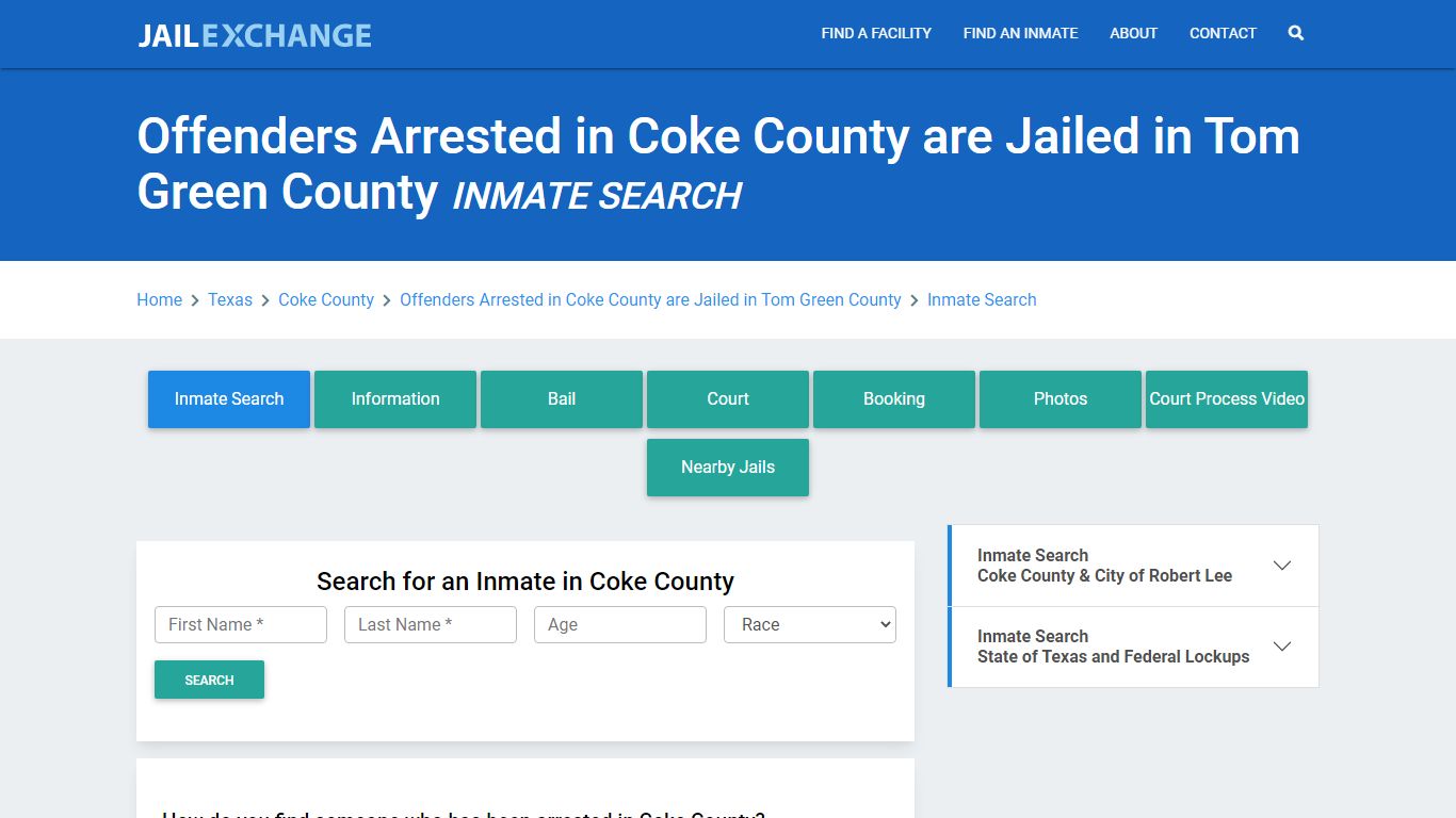 Offenders Arrested in Coke County are Jailed in Tom Green County