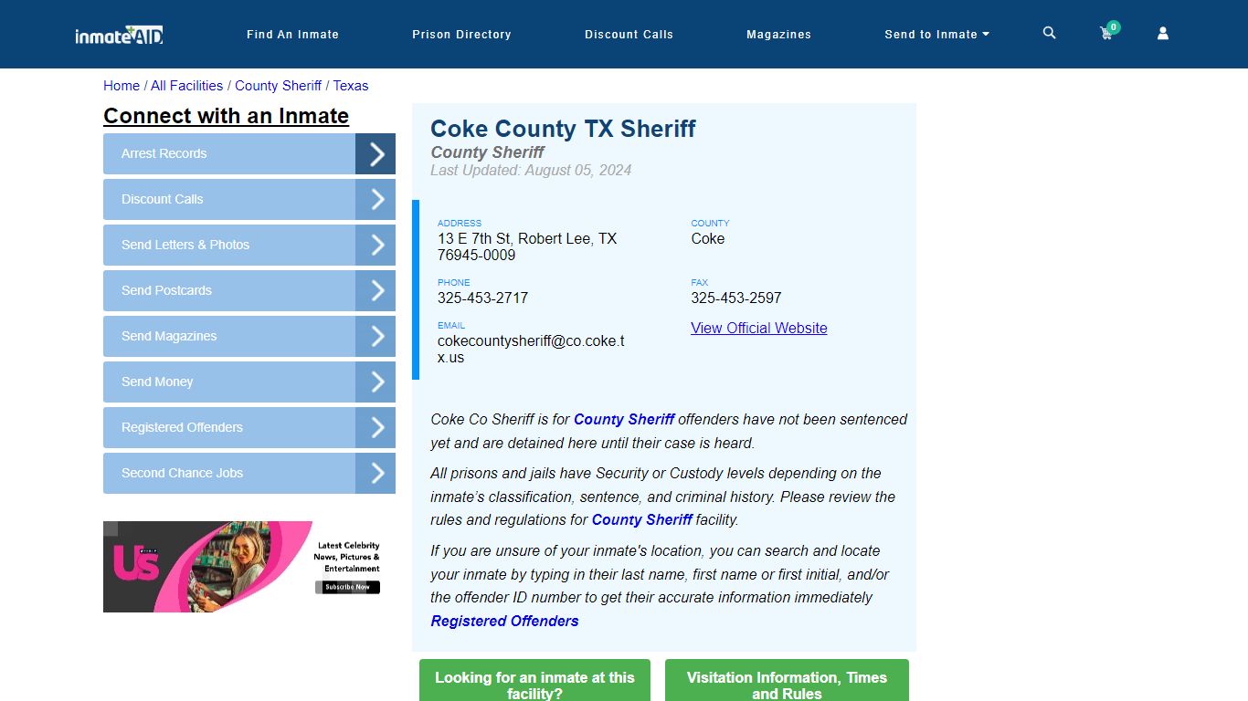 Coke County TX Sheriff - Inmate Locator